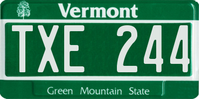VT license plate TXE244