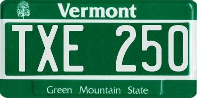 VT license plate TXE250