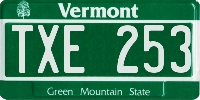 VT license plate TXE253