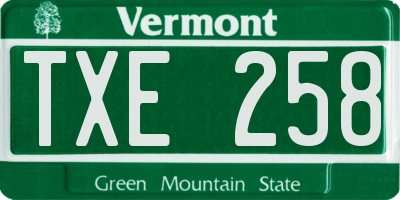 VT license plate TXE258