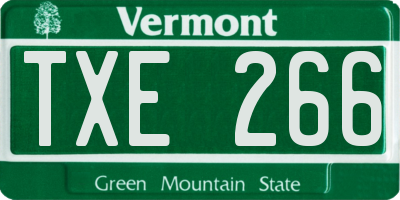 VT license plate TXE266