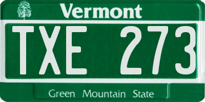 VT license plate TXE273