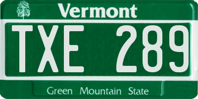 VT license plate TXE289