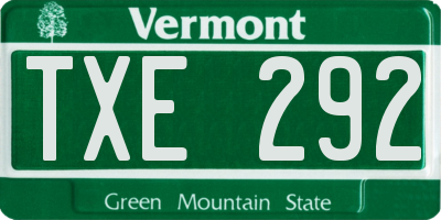 VT license plate TXE292