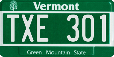 VT license plate TXE301