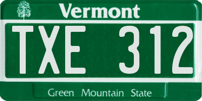 VT license plate TXE312