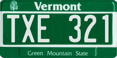 VT license plate TXE321
