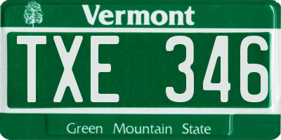 VT license plate TXE346
