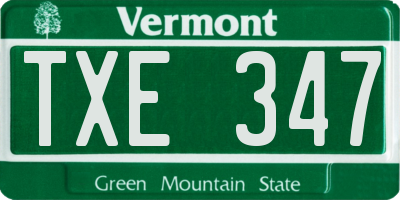 VT license plate TXE347