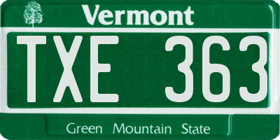VT license plate TXE363