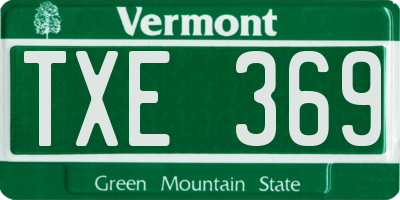 VT license plate TXE369