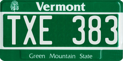 VT license plate TXE383