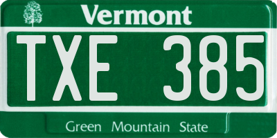 VT license plate TXE385