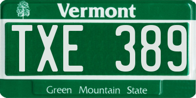 VT license plate TXE389