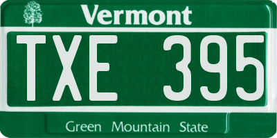VT license plate TXE395