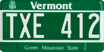 VT license plate TXE412