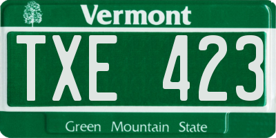 VT license plate TXE423