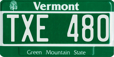VT license plate TXE480