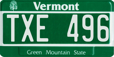 VT license plate TXE496