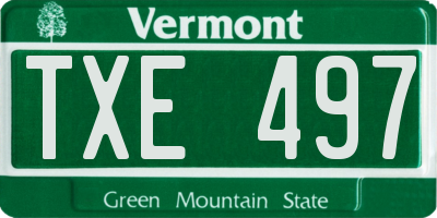 VT license plate TXE497