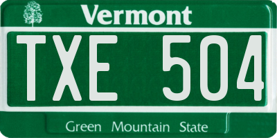 VT license plate TXE504