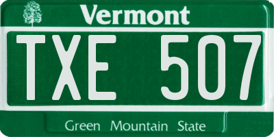 VT license plate TXE507