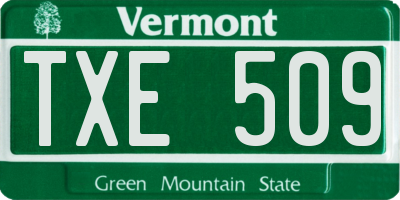 VT license plate TXE509