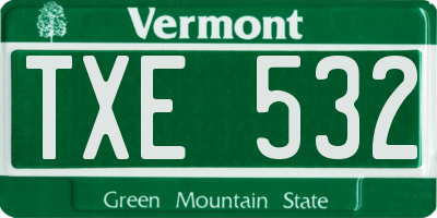 VT license plate TXE532