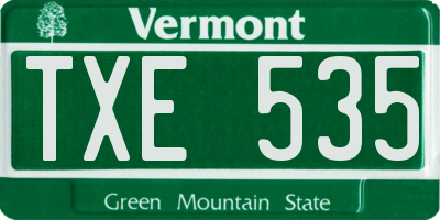 VT license plate TXE535