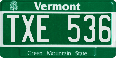 VT license plate TXE536