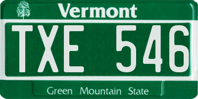 VT license plate TXE546