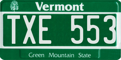 VT license plate TXE553