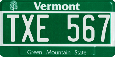 VT license plate TXE567