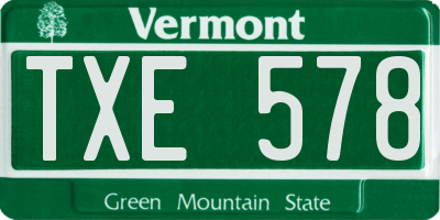 VT license plate TXE578