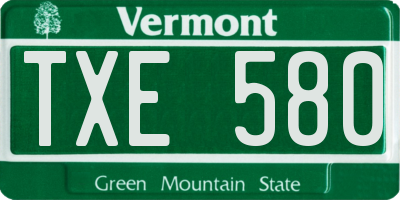 VT license plate TXE580