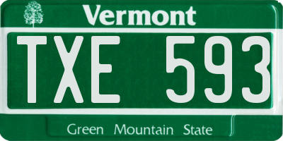 VT license plate TXE593