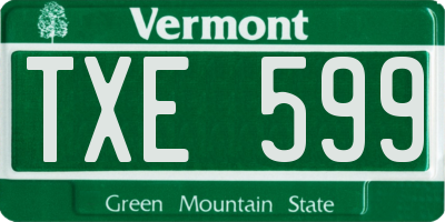 VT license plate TXE599