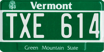 VT license plate TXE614