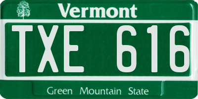 VT license plate TXE616