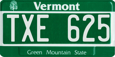 VT license plate TXE625