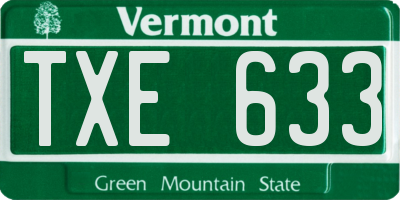 VT license plate TXE633