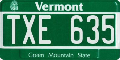VT license plate TXE635