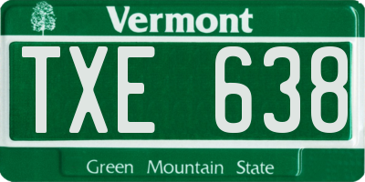 VT license plate TXE638