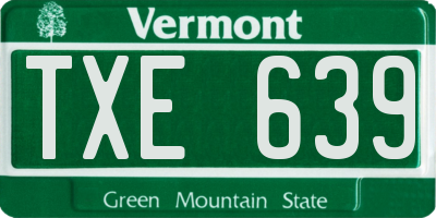 VT license plate TXE639