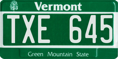 VT license plate TXE645