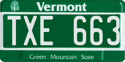 VT license plate TXE663