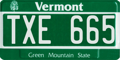 VT license plate TXE665
