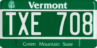 VT license plate TXE708