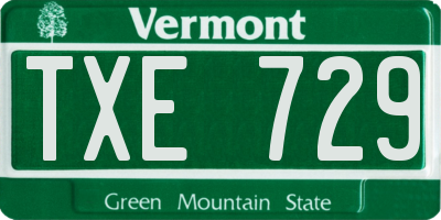 VT license plate TXE729
