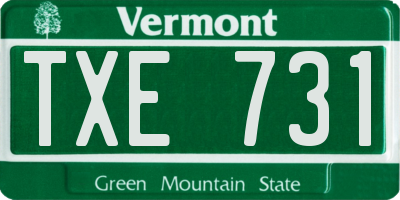 VT license plate TXE731